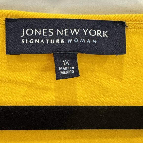 NWT 1xl Jones NY Signature V-Neck 3/4 Length Sleeves Yellow Casual Layering - Picture 3 of 5
